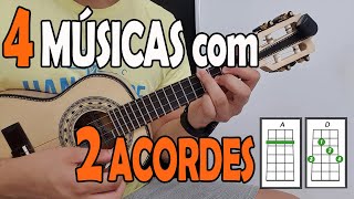 APRENDA 4 MÚSICAS COM 2 ACORDES PARA INICIANTES no CAVAQUINHO  AULA DE CAVACO  LÉO SOARES [upl. by Bessie]