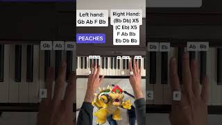 Bowser Sings Peaches  The Super Mario Bros Movie EASY Piano Tutorial with Letter Notes Shorts [upl. by Yendis50]