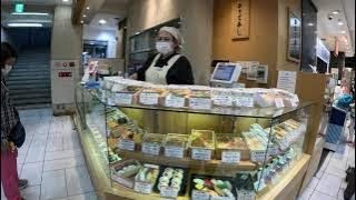 Takashimaya food hall selling Japanese foods including sushi amp bento boxes Walk video  Kyoto Japan [upl. by Lenehc]