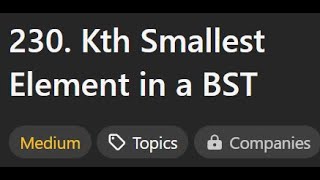 230 Kth Smallest Element in a BST C solution عربى [upl. by Fevre652]