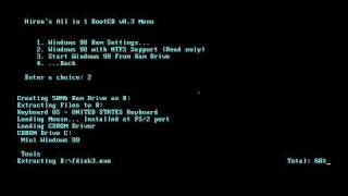 Boot Windows 98 without installation using Hiren Boot CD [upl. by Alegnaed]