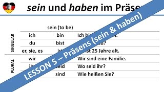 sein amp haben Present Tense  Learn German Lesson 5  Complete A1B1 Course  sein amp haben Präsens [upl. by Winterbottom]