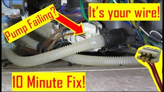 Whirlpool dishwasher not draining or draining intermittently Check your drain pump wire connector [upl. by Ahsote831]