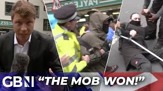 Protesters ATTACK GB News staff and overpower police over migrant relocation  ‘The mob WON’ [upl. by Rorry594]