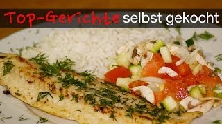 Gebratener Pangasius mit Gemüse und Reis [upl. by Adilem929]