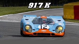 Porsche 917K racing at Spa 2019 incl revving [upl. by Eiramac]