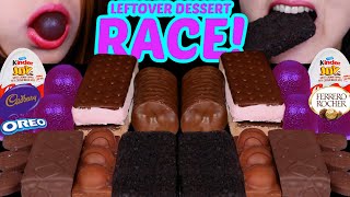 ASMR LEFTOVER DESSERT RACE KINDER JOY CADBURY CAKE FERRERO DUPLO OREO ICE CREAM GRAPE JELLY 먹방 [upl. by Wiltsey]