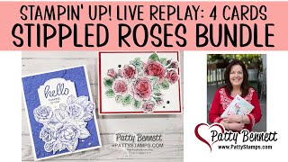 Card Making Tips for Stampin UP Stippled Roses bundle with Blending Brushes [upl. by Ymiaj]