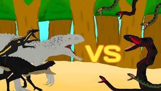 Indominus rexIndoraptor and Scorpius rex vs Anacondas  AUTO RPG Anything [upl. by Notserc598]