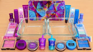 Purple vs Blue  Mixing Makeup Eyeshadow Into Slime ASMR [upl. by Yzeerb]