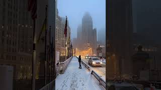 Chicago 🇺🇸❤️❄️ the dream city in snowstorm ❄️🌨️⛄️🤍 look how frozen and windy it is 🥶 [upl. by Ainolopa]