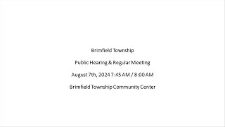 Brimfield Township Board of Trustees  Public Hearing amp Regular Meeting  8724 [upl. by Booma450]