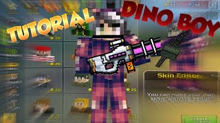 How to Make COOL DINO BOY Skin Pixel Gun 3D Skin Tutorial [upl. by Anirdua788]