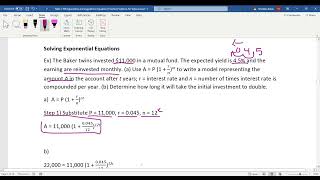 Solving an Exponential Word Problem time to double [upl. by Nwahsir]