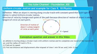 uniform circular motion class 9 10 Physics Foundatio JEE [upl. by Sirc56]