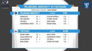 Victorian Premier Cricket  Kookaburra Mens Fourths  Round 16  Melbourne University v Footscray [upl. by Sellma345]