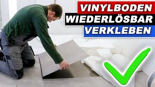 Vinylboden verlegen  kleben auf Estrich Verlegeplatten  Wiederlösbares Klebesystem 🛠 [upl. by Elspeth196]