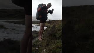 Fording rivers in Scotland mountains scotland hiking hikingandcamping travel isleofskye [upl. by Kayle625]