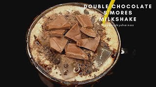 DOUBLE CHOCOLATE SMORES MILKSHAKE🤎shorts shortvideo chocolatemilkshakeCookingbyshainaz [upl. by Kohn]