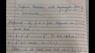 State and prove Taylor theorem with Lagrange form of remainder  BSc calculus paper  maths [upl. by Nylaehs]