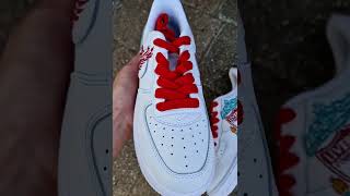 How to custom hand paint Nike AF1 sneakers  LFC liverpool FC logo and liverbird design [upl. by Trix]