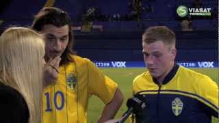 Zlatan Ibrahimovic and John Guidetti Interview after Croatia vs Sweden 20120229 [upl. by Acihsay]