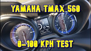 Acceleration Test 0100 kph  Yamaha TMAX560 2020  VLOG253 4K [upl. by Ylrbmik]