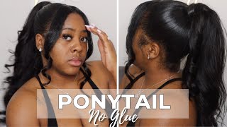 How to Curled Ponytail w no glue Outre Hair [upl. by Egag19]