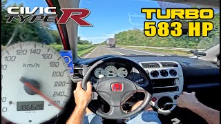 HONDA CIVIC EP3 K20 TURBO WIDOWMAKER 100200 on UNLIMITED AUTOBAHN [upl. by Moorish]