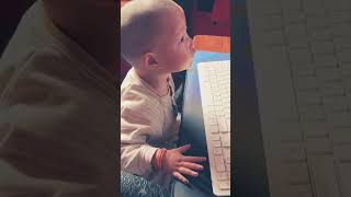 Kid of Age 2 using Computer [upl. by Ellennaj]