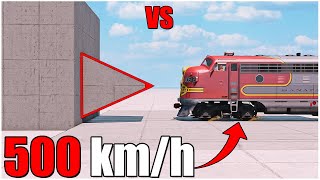 Beamng Drive  Train VS Sharp Edge Wall 500 km\m 🔥  Car Body Testing  beamng drive  car torture [upl. by Stagg482]