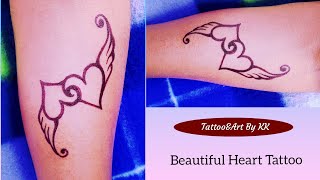 How to make beautiful Heart TattooTattooampArt By KK [upl. by Atyekram]