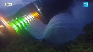 Srisailam Dam Gates Opened Night View with Tricolour SakshiTV [upl. by Nelson]