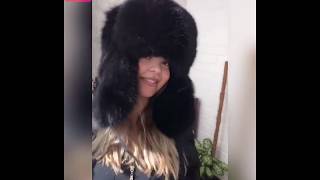 FUR HAT BLACK FOX Ushanka earflaps polar black fox sale on eBay shop Fursberry furlove [upl. by Kostival]