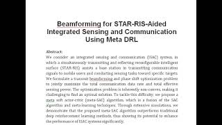 Beamforming for STAR RIS Aided Integrated Sensing and Communication Using Meta DRL [upl. by Nirot]