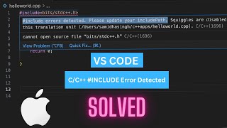 How to fix  include errors detected  Update your include path in C for MACOS using VS Code [upl. by Neral]