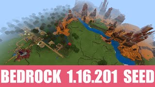 Minecraft Bedrock 116201 Seed Four villages and three desert temples all around badlands at spawn [upl. by Eugor893]