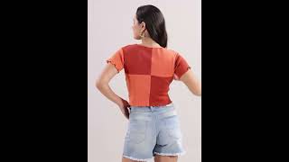 Color Blocked Rib Cotton Crop Top for Women ishqmedesigns onlineshopping ishqmetribe [upl. by Cobb]