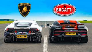 Bugatti Chiron SS v 1800hp Lambo Huracan DRAG RACE [upl. by Ennybor]