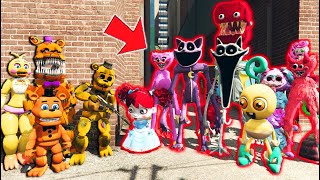 ANIMATRONICS vs ALL POPPY PLAYTIME CHAPTER 3 CHARACTERS GTA 5 FNAF Mods [upl. by Sorac308]