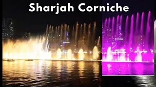 Al Majaz Waterfont Corniche Sharjah beautiful lightshowjeswin [upl. by Yecad]