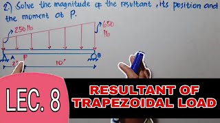 HOW TO FIND THE RESULTANT OF TRAPEZOIDAL LOAD [upl. by Lebiram]