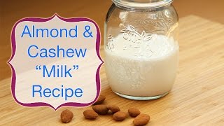 Almond and Cashew Milk Recipe raw vegan con subtítulos en Español [upl. by Shelton]