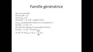 Espaces vectoriels partie 14  Famille génératrice [upl. by Neelyahs]