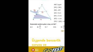 Üçgende benzerlik sorusu ve çözümü [upl. by Ardnat]