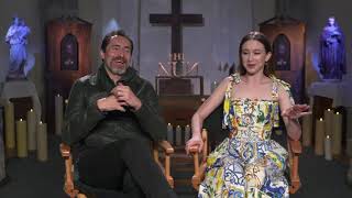 Showbiz Tonight Demian Bichir and Taissa Farmiga on donning religious habits in quotThe Nunquot [upl. by Anthony]