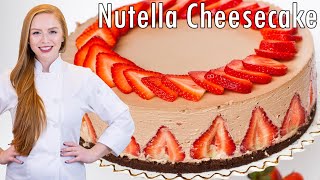 The BEST NoBake Strawberry Nutella Cheesecake Recipe Easy NoBake Recipe [upl. by Quillan674]