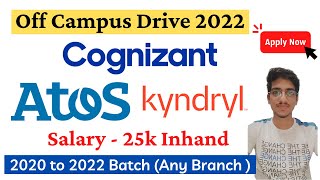 Cognizant Recruitment 2022  Atos Syntel Off Campus Drive 2022  Cognizant Freshers Hiring 2022 [upl. by Idnac]