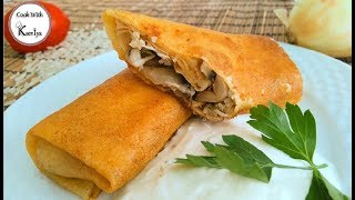 Tavuklu Krep Tarifi  Блинчики с Курицей и Грибами  Chicken amp Mushrooms Crepes Recipe [upl. by Ahsal373]