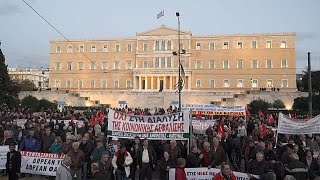 Greek pensioners protest over fears of more cuts [upl. by Adabel957]